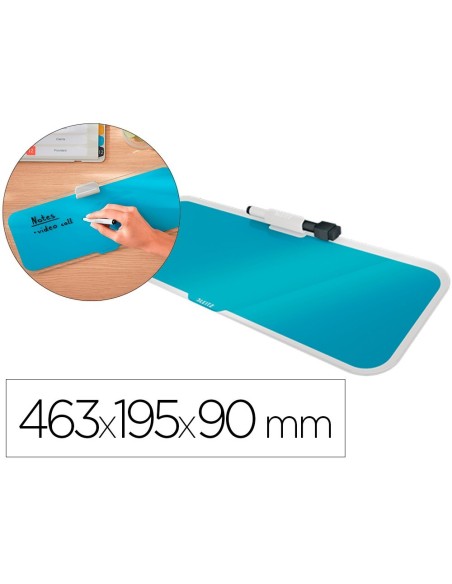 PIZARRA LEITZ COSY SOBREMESA CRISTAL CON ROTULADOR Y BORRADOR AZUL 150X60X380 MM