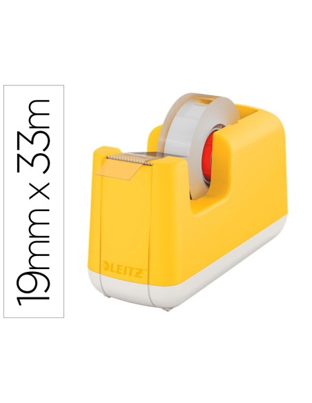 PORTARROLLO SOBREMESA LEITZ COSY PLASTICO PARA CINTAS 33 MT COLOR AMARILLO