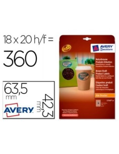 ETIQUETA ADHESIVA AVERY KRAFT EFECTO CARTON OVALADA 63,5X42,3 MM REMOVIBLE PARA LASER INK-JET