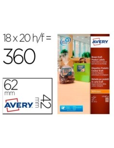 ETIQUETA ADHESIVA AVERY KRAFT EFECTO CARTON RECTANGULAR 62X42 MM REMOVIBLE PARA LASER INK-JET