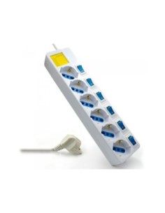 REGLETA EWENT 6 TOMAS CON INTERRUPTOR Y PROTECCION CONTRA SOBRETENSION LONGITUD DE CABLE 1,5 M COLOR BLANCO