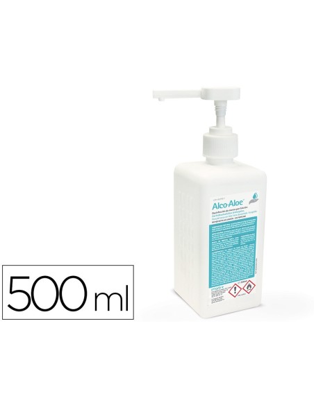 GEL HIDROALCOHOLICO ALCO ALOE PARA MANOS LIMPIA Y DESINFECTA BOTE DOSIFICADOR DE 500 ML