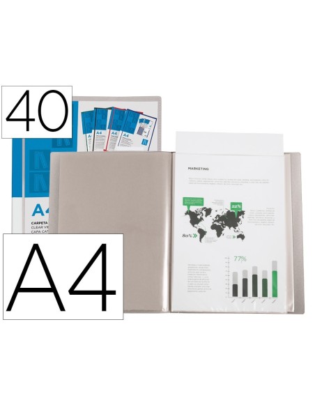 CARPETA LIDERPAPEL PERSONALIZA 40 FUNDAS CANGURO POLIPROPILENO DIN A4 TRANSPARENTE PORTADA Y LOMO