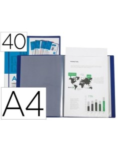 CARPETA LIDERPAPEL PERSONALIZA 40 FUNDAS CANGURO POLIPROPILENO DIN A4 AZUL TRANSLUCIDO PORTADA Y LOMO