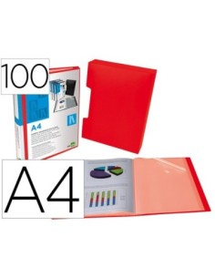 CARPETA LIDERPAPEL PERSONALIZA 100 FUNDAS POLIPROPILENODIN A4 ROJO TRANSLUCIDO CON CAJETIN