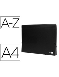 CARPETA LIDERPAPEL CLASIFICADOR FUELLE POLIPROPILENO DIN A4 NEGRO OPACO 13 DEPARTAMENTOS
