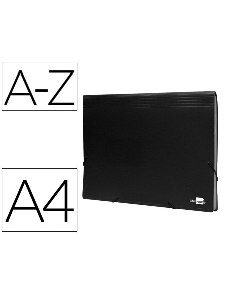 CARPETA LIDERPAPEL CLASIFICADOR FUELLE POLIPROPILENO DIN A4 NEGRO OPACO 13 DEPARTAMENTOS