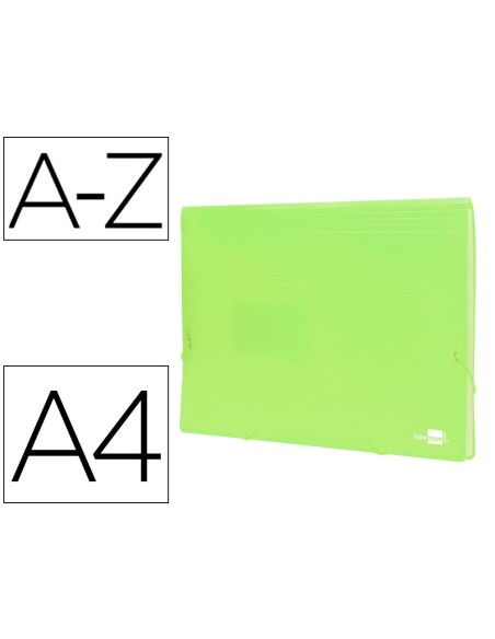 CARPETA LIDERPAPEL CLASIFICADOR FUELLE POLIPROPILENO DIN A4 AMARILLO FLUOR OPACO 13 DEPARTAMENTOS