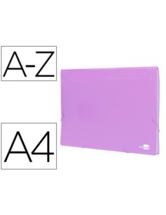 CARPETA LIDERPAPEL CLASIFICADOR FUELLE POLIPROPILENO DIN A4 LAVANDA OPACO 13 DEPARTAMENTOS
