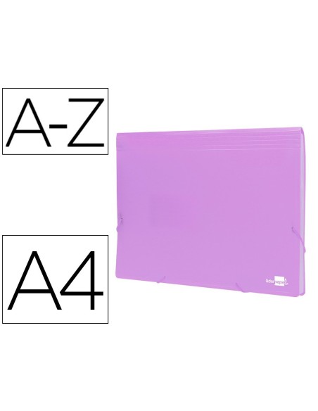 CARPETA LIDERPAPEL CLASIFICADOR FUELLE POLIPROPILENO DIN A4 LAVANDA OPACO 13 DEPARTAMENTOS