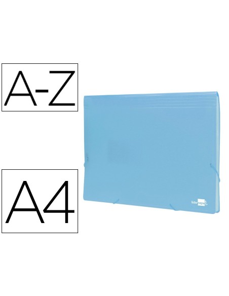 CARPETA LIDERPAPEL CLASIFICADOR FUELLE POLIPROPILENO DIN A4 CELESTE OPACO 13 DEPARTAMENTOS