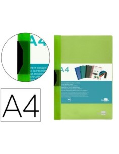 CARPETA LIDERPAPEL DOSSIER PINZA LATERAL POLIPROPILENO DIN A4 VERDE TRANSLUCIDO 60 HOJAS PINZA DESLIZANTE