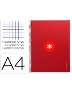 CUADERNO ESPIRAL LIDERPAPEL A4 MICRO ANTARTIK TAPA FORRADA 80H 90 GR CUADRO 5MM 1 BANDA 4 TALADROS FRAMBUESA