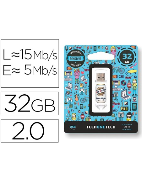 MEMORIA USB TECH ON TECH BEERS & BYTES SAN MIDRIVE CERVEZA 32 GB