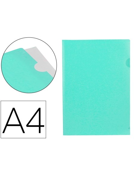CARPETA LIDERPAPEL DOSSIER UÑERO POLIPROPILENO DIN A4 VERDE MANZANA OPACO 20 HOJAS