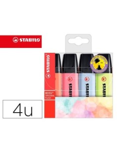 ROTULADOR STABILO BOSS FLUORESCENTE 70 PASTEL ESTUCHE DE 4 UNIDADES COLORES NUEVOS 2021 SURTIDOS