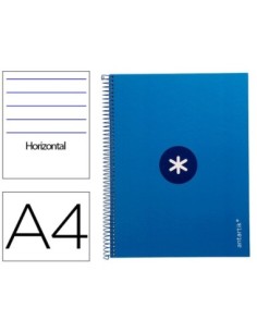 CUADERNO ESPIRAL LIDERPAPEL A4 MICRO ANTARTIK TAPA FORRADA80H 90 GR HORIZONTAL 1 BANDA 4 TALADROS COLOR AZUL OSCURO