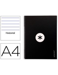 CUADERNO ESPIRAL LIDERPAPEL A4 MICRO ANTARTIK TAPA FORRADA80H 90 GR HORIZONTAL 1 BANDA 4 TALADROS COLOR NEGRO