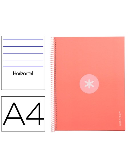 CUADERNO ESPIRAL LIDERPAPEL A4 MICRO ANTARTIK TAPA FORRADA80H 90 GR HORIZONTAL 1 BANDA 4 TALADROS COLOR ROSA CLARO