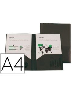 CARPETA LIDERPAPEL DOSSIER DOS BOLSAS CANGURO POLIPROPILENO DIN A4 NEGRO OPACO