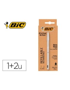BOLIGRAFO BIC CRISTAL RENEW TINTA NEGRA PACK DE 1 UNIDAD + 2 RECAMBIOS