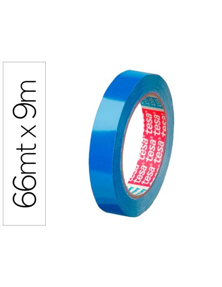 CINTA ADHESIVA TESA FILM PARA CERRAR BOLSAS 66 MT X 9 MM COLOR AZUL