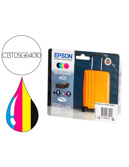 INK-JET EPSON 405 WF-3820DWF / WF-4820DWF / WF-7830DTWF / WF-7840DTWF ALTA CAPACIDAD PACK DE 4 COLORES
