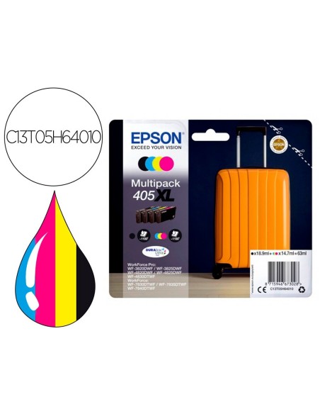 INK-JET EPSON 405 XL WF-3820DWF / WF-4820DWF / WF-7830DTWF / WF-7840DTWF ALTA CAPACIDAD PACK DE 4
