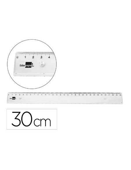 REGLA LIDERPAPEL PLASTICO IRROMPIBLE TRANSPARENTE 30 CM