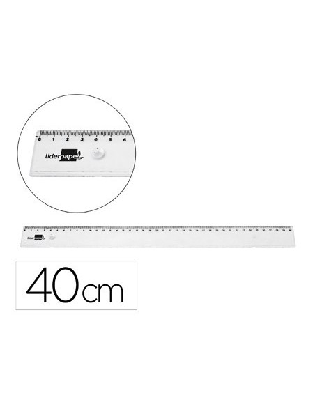 REGLA LIDERPAPEL PLASTICO IRROMPIBLE TRANSPARENTE 40 CM