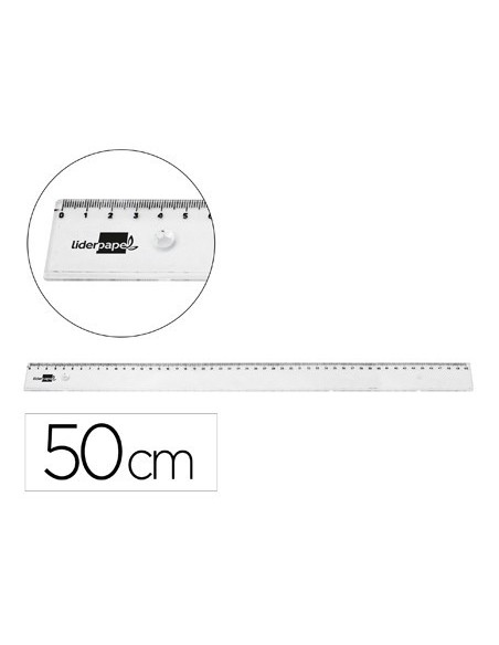 REGLA LIDERPAPEL PLASTICO IRROMPIBLE TRANSPARENTE 50 CM
