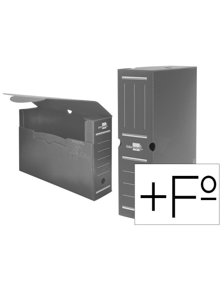 CAJA ARCHIVO DEFINITIVO PLASTICO LIDERPAPEL GRIS 387X275X105 MM