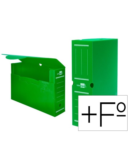 CAJA ARCHIVO DEFINITIVO PLASTICO LIDERPAPEL VERDE 387X275X105 MM