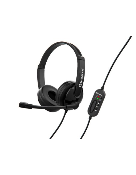 AURICULAR ACCUTONE UB101-UC BIAURAL PARA PC USB CON CONTROLADOR TELETRABAJO CABLE 2 MT