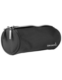 BOLSO ESCOLAR LIDERPAPEL PORTATODO CILINDRICO CON 2 CREMALLERAS NEGRO 205X75X75 MM