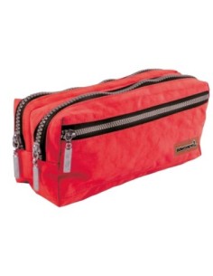 BOLSO ESCOLAR LIDERPAPEL PORTATODO RECTANGULAR 3 BOLSILLOS ROJO 210X80X85 MM