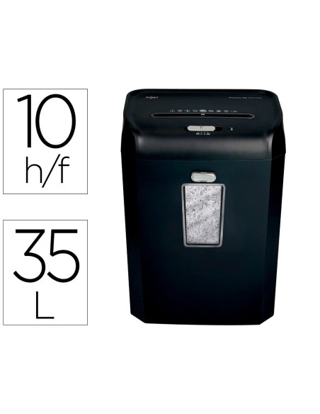 DESTRUCTORA DE DOCUMENTOS REXEL PROMAX QS RSX1035 CAPACIDAD 10 HOJAS PARTICULAS DESTRUYE GRAPAS CLIPS Y