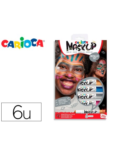 BARRA DE MAQUILLAJE CARIOCA MASK UP METALLIC CAJA DE 6 COLORES SURTIDOS