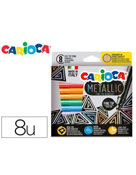 ROTULADOR CARIOCA METALLIC PUNTA FINA CAJA DE 8 COLORES SURTIDOS
