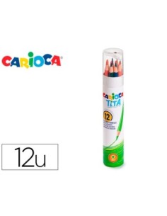 LAPICES DE COLORES CARIOCA TITA MINA 3 MM TUBO METAL 12 COLORES SURTIDOS + SACAPUNTAS