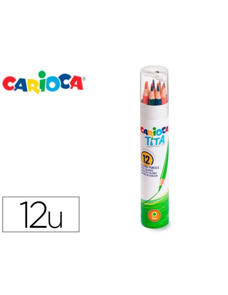 LAPICES DE COLORES CARIOCA TITA MINA 3 MM TUBO METAL 12 COLORES SURTIDOS + SACAPUNTAS