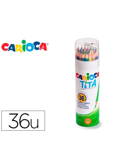 LAPICES DE COLORES CARIOCA TITA MINA 3 MM TUBO METAL 36 COLORES SURTIDOS + SACAPUNTAS