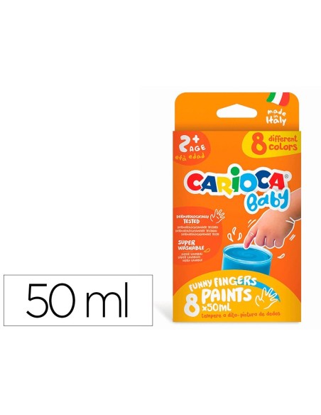 PINTURA A DEDOS CARIOCA BABY 50 ML CAJA DE 8 COLORES SURTIDOS
