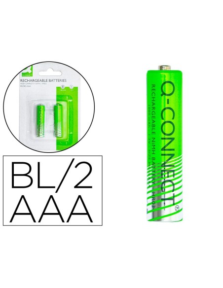 PILA Q-CONNECT ALCALINA AAA RECARGABLE BLISTER DE 2 UNIDADES