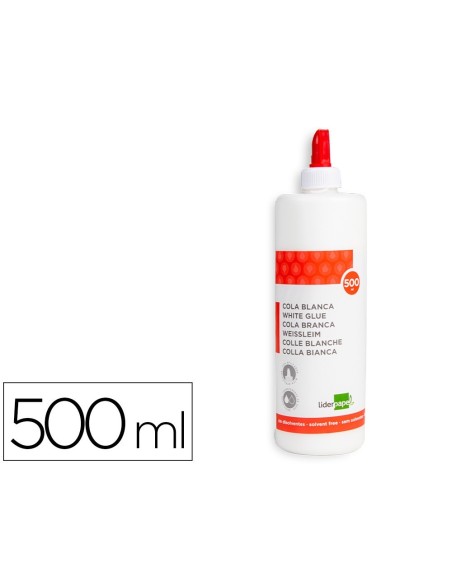 PEGAMENTO COLA BLANCA LAVABLE LIDERPAPEL BOTE DE 500 ML