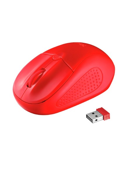 RATON TRUST PRIMO INALAMBRICO 800/1600 DPI NANO RECEPTOR USB 2,4 GHZ COLOR ROJO