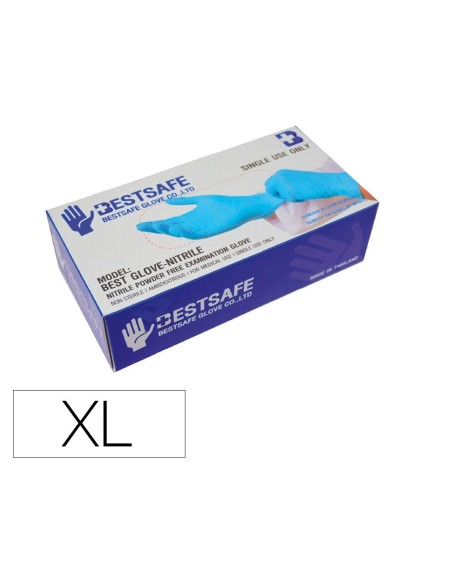 GUANTES DE NITRILO BESTSAFE TALLA XL CAJA DE 100 UNIDADES
