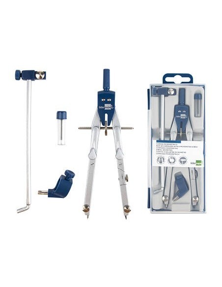 COMPAS LIDERPAPEL MICROMETRICO CON BIGOTERA RAPIDA ADAPTADOR Y ALARGADERA