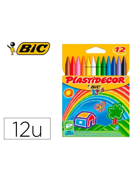 LAPICES CERA PLASTIDECOR CAJA DE 12 COLORES SURTIDOS