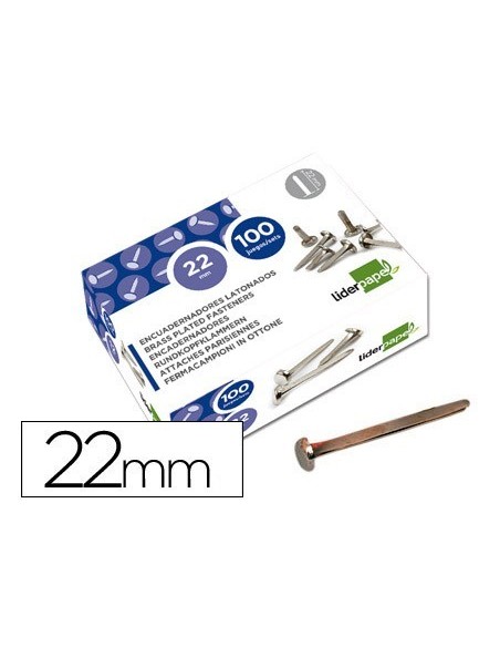 ENCUADERNADORES LIDERPAPEL NIQUELADOS N.4 22 MM CAJA DE 100 UNIDADES